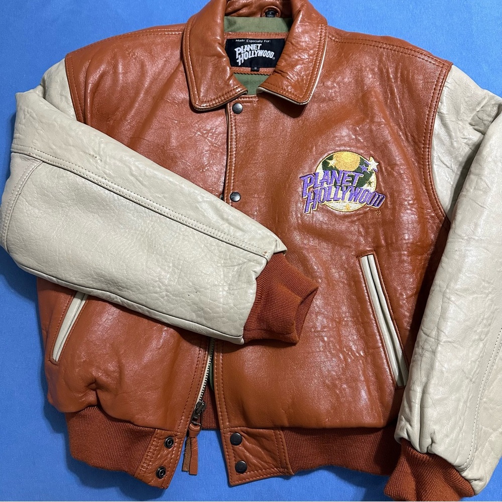 Men’s Small Vintage Planet Hollywood Genuine Leather Jacket